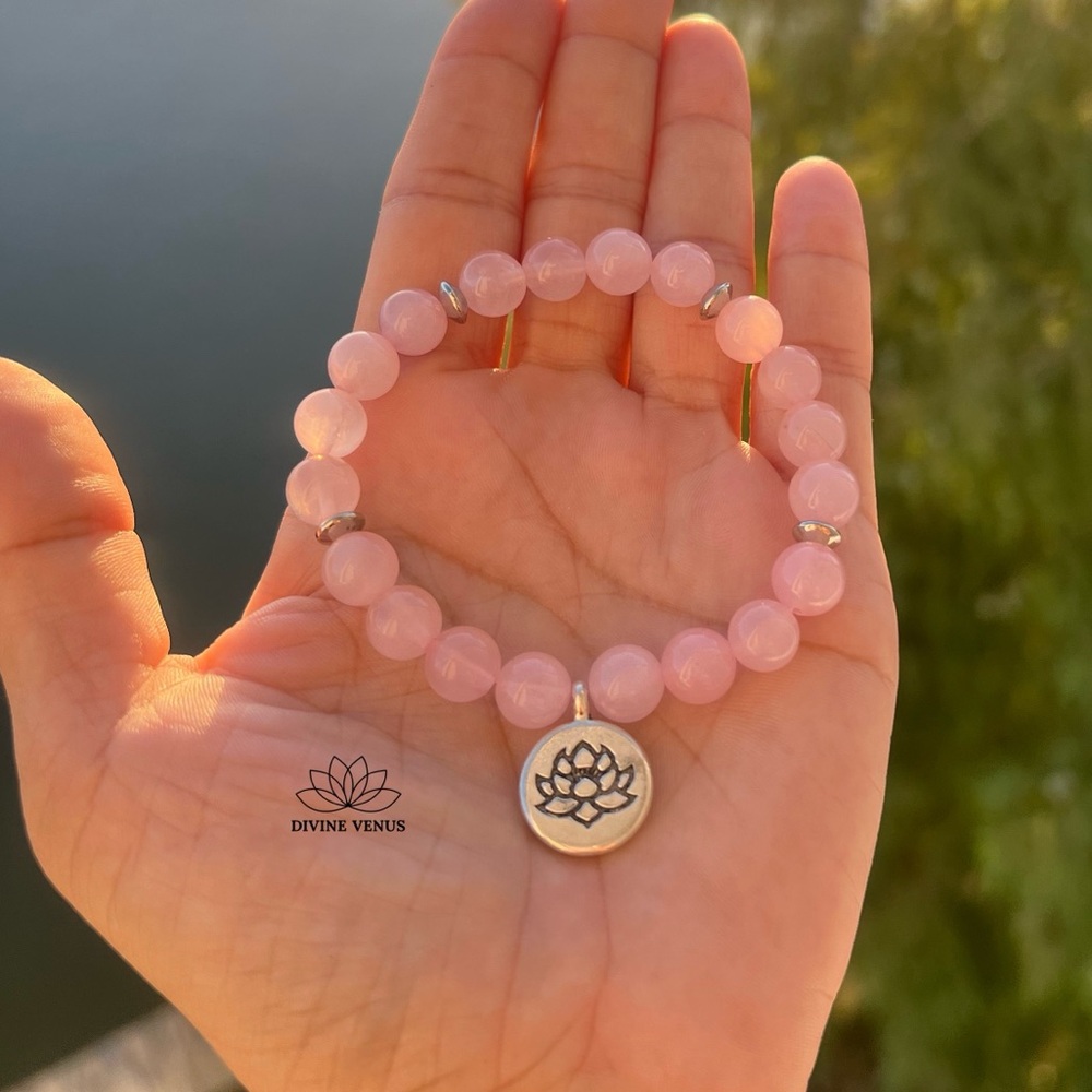 Rose Quartz Lotus Bracelet